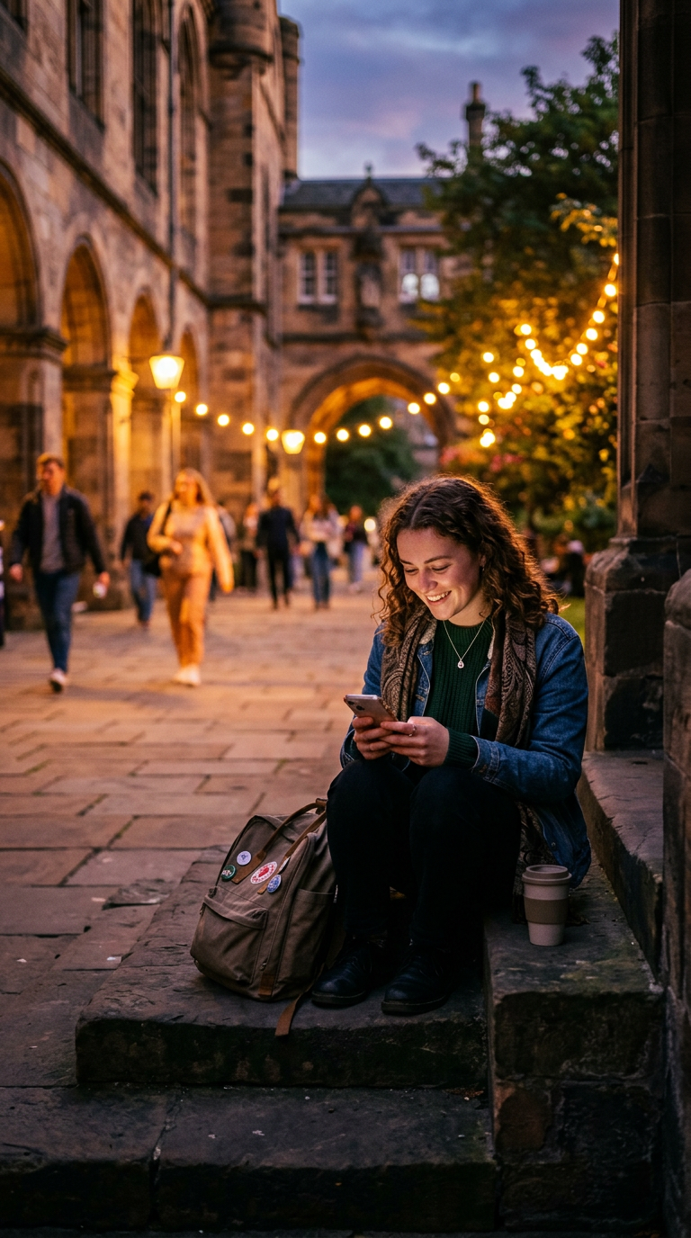 Student showing interest by saving events on their phone